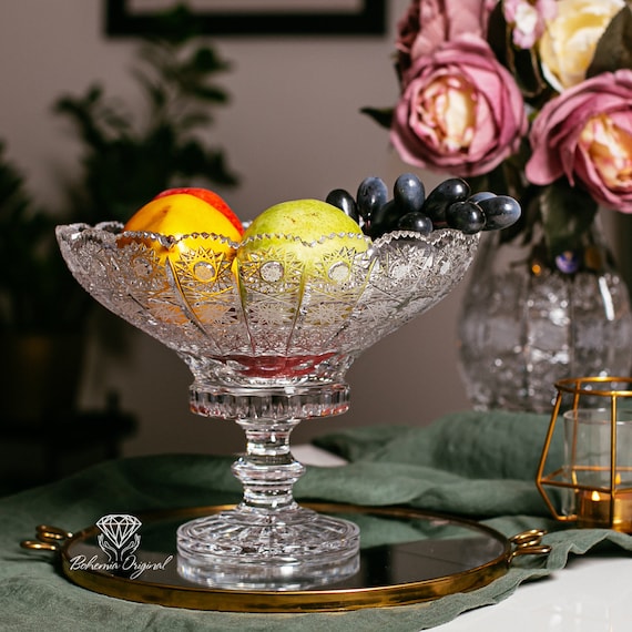 Traditional Handcut Crystal Bowl on Stand - Etsy