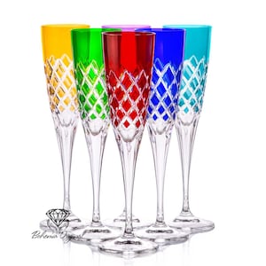 Multicolored Exquisite 190ml Handmade Massive Champagne Lead Crystal Glasses – Modern Design