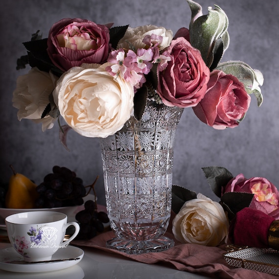 Handcut Bohemia Crystal Vase H255 Mm - Etsy