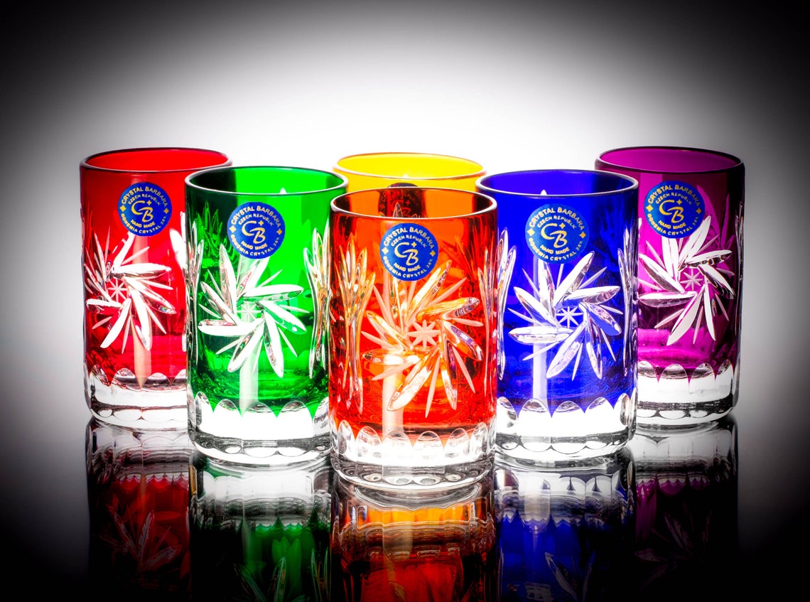 Bohemia Crystal Drink Shot Glasses Colored Etsy UK