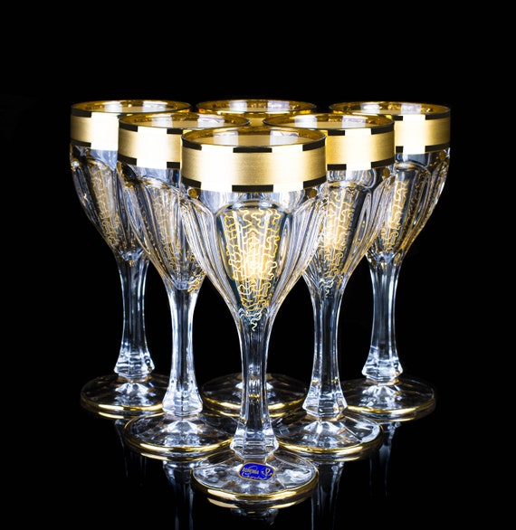 Crystal Wine Glass Set, Fancy Wine Goblets, Crystal Stemware