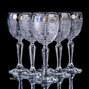 Bohemian Traditional Crystal White Wine Glasses – Elegant  Handcrafted Czech Masterpiece