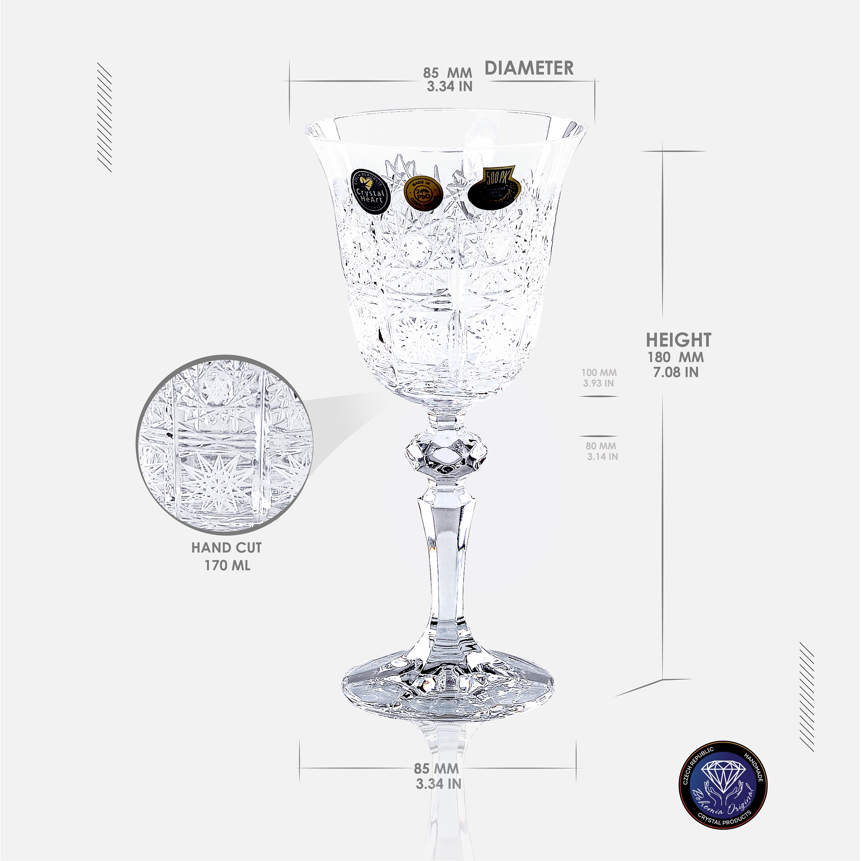 Crystal White Wine glasses 170ml - Bohemia Crystal - Original crystal from  Czech Republic.