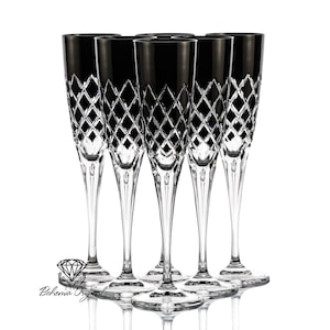 Black Exquisite 190ml Handmade Massive Champagne Lead Crystal Glasses – Modern Design