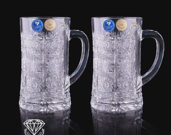 ボヘミアチェコ鉛クリスタルビールジョッキ - Etsy 日本