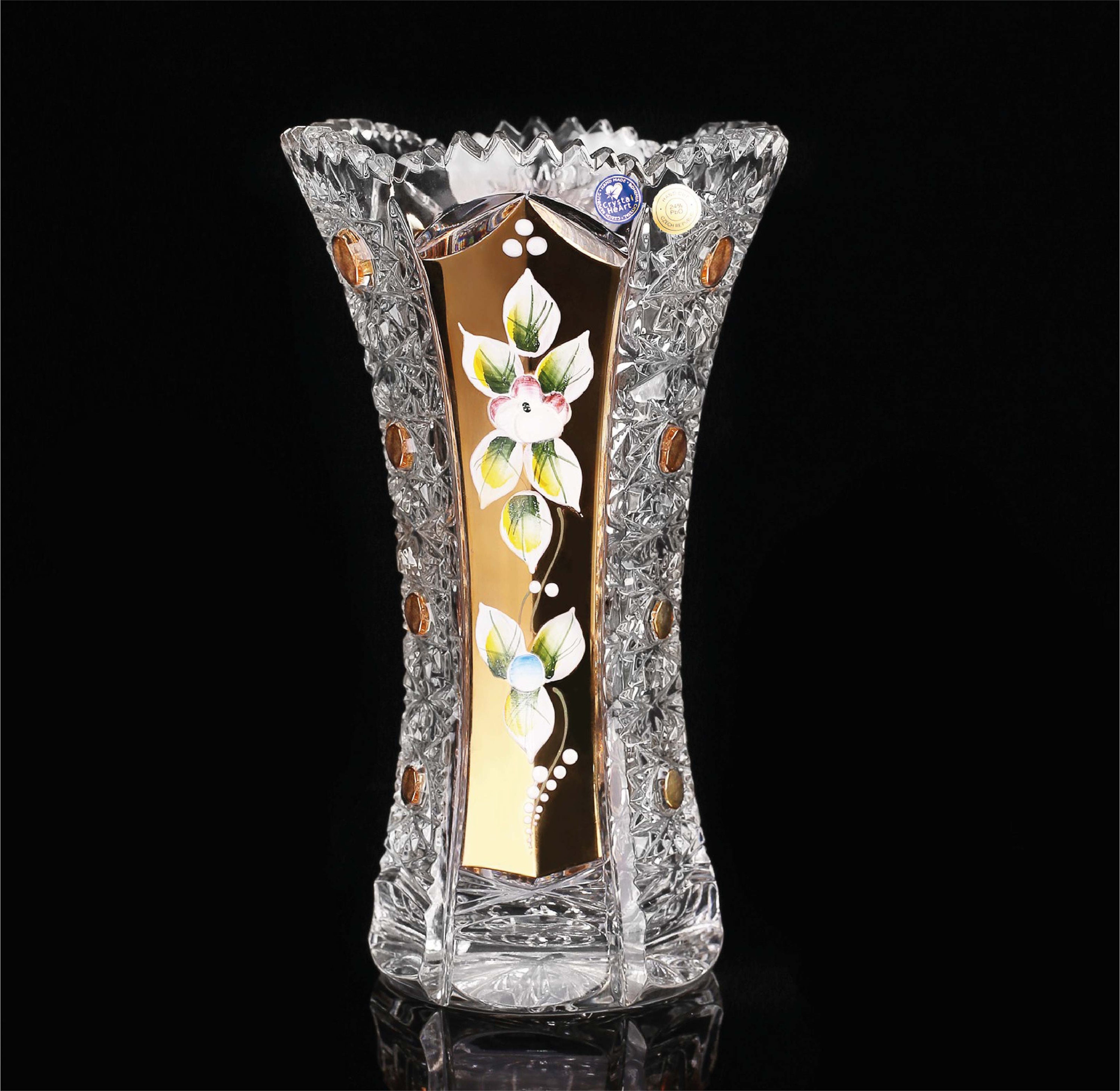 Jarrón de cristal de estilo bohemio checo de 12 pulgadas de altura, diseño  vintage Miranda, elegante centro de mesa, florero, decoración del hogar