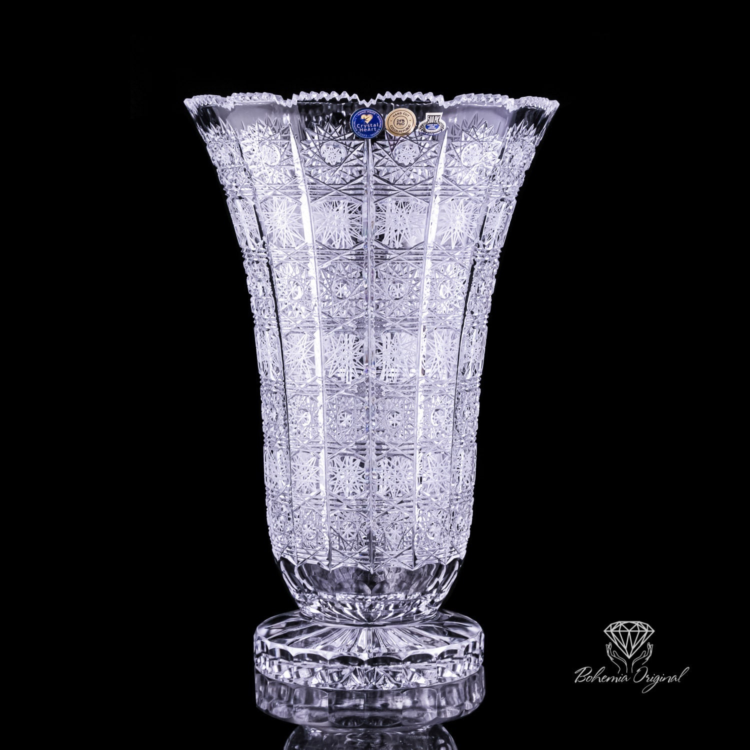 ボヘミア クリスタル 花瓶 大型 クリスタルボヘミアビッグ花瓶 H 355 mm - Etsy 日本