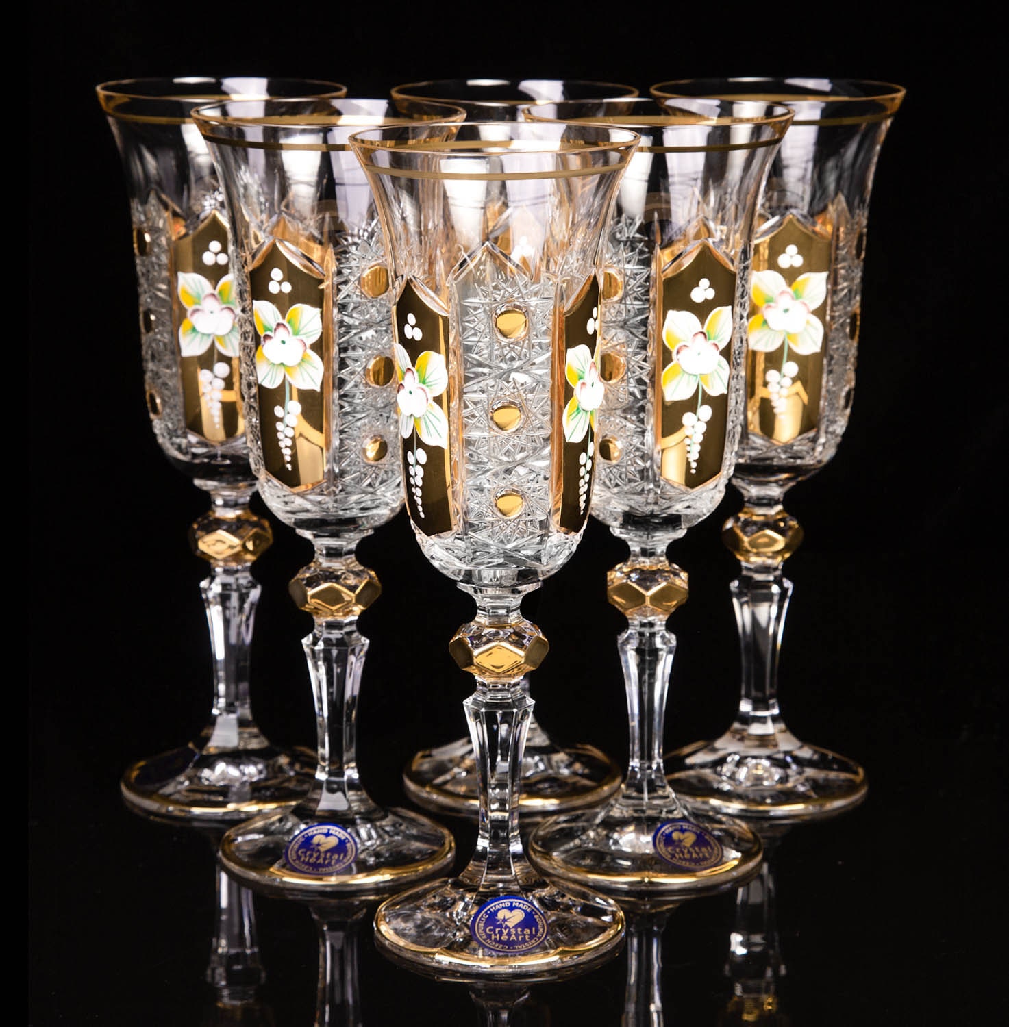 Bohemia Crystal Champagne Glasses Enamel 6pcs 150ml 