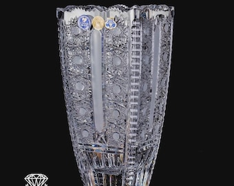 Large Bohemian Crystal Vase Hand Cut Queen's Lace - Etsy Canada