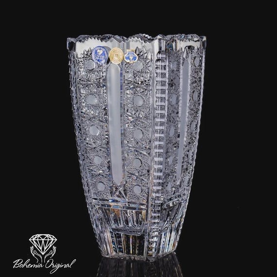 Massive Square Bohemian Crystal Vase – Bold Elegance - Etsy