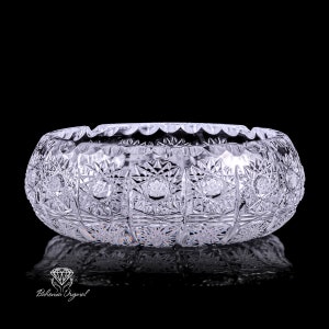Hand-Cut Bohemian Lead Crystal Ashtray - Czech Design (L 155 mm)