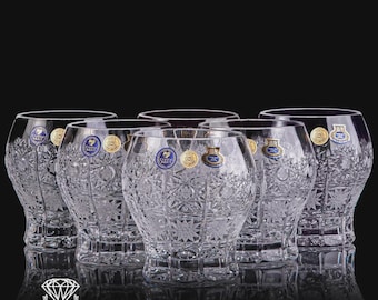 Bohemian Crystal Whiskey Glasses - Hand-Cut Design, Rare Final Edition