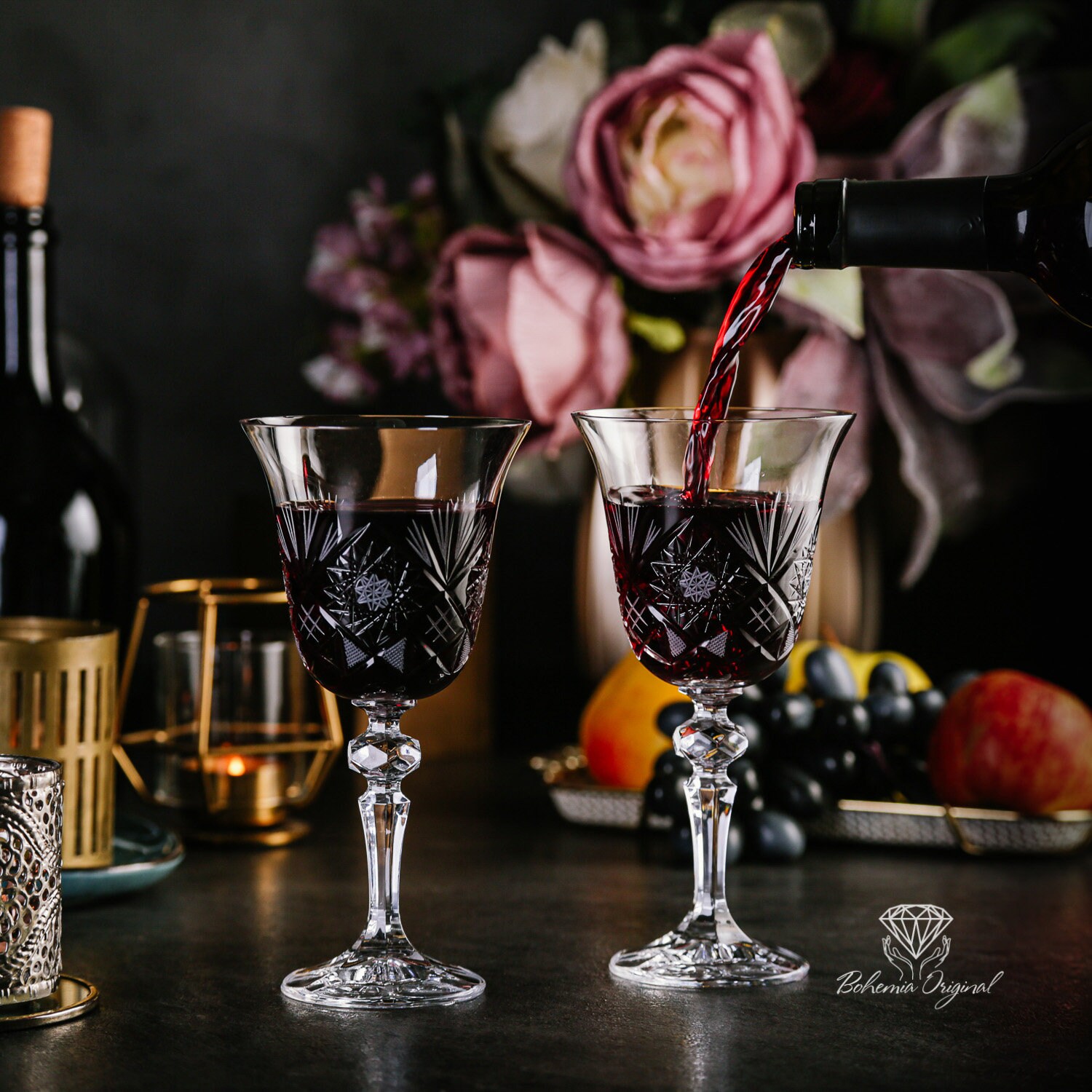 Kitchen & Table by H-E-B Bohemian Crystal Tall Red Wine Glasses