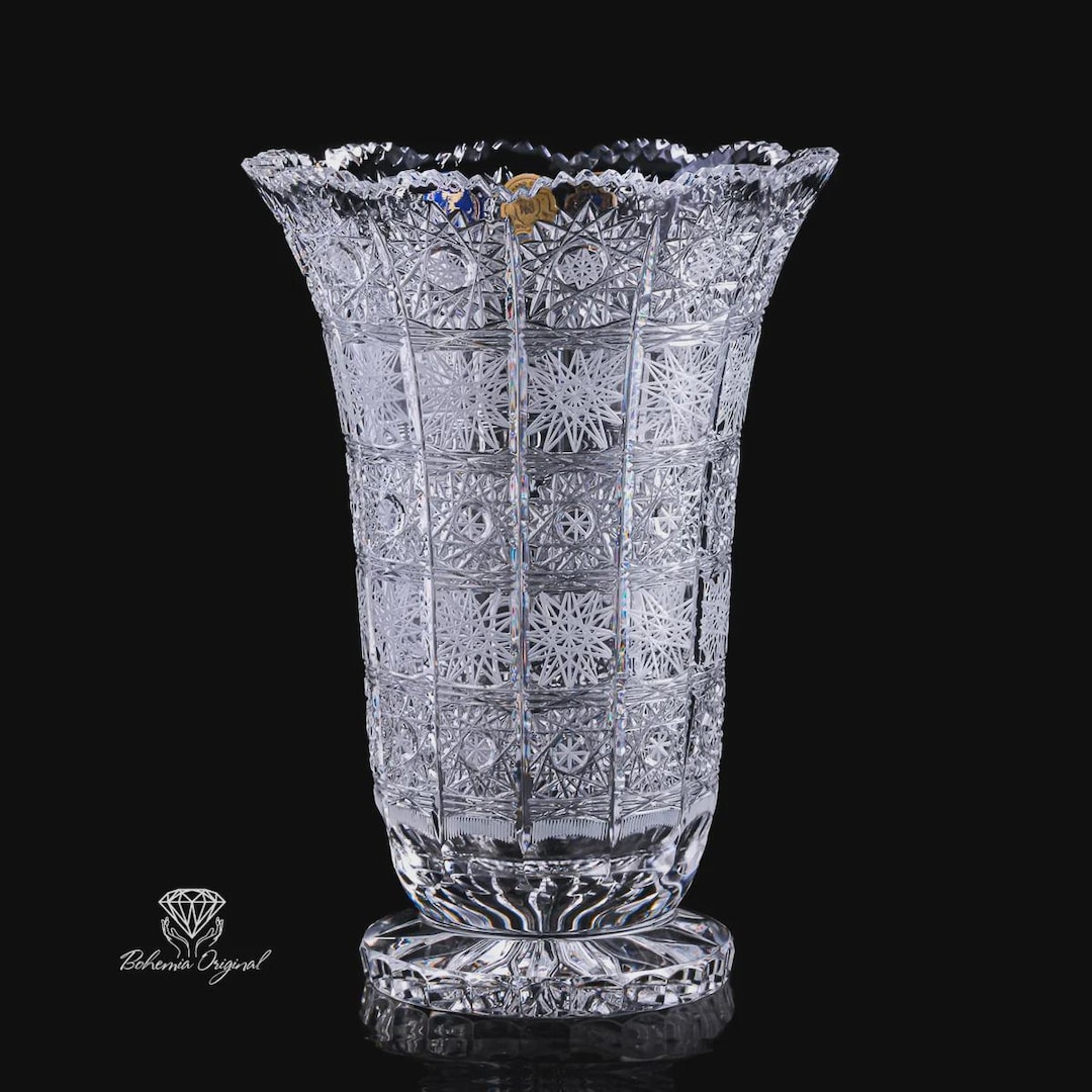 Handcut Bohemia Crystal Vase H205 Mm - Etsy