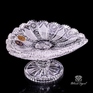 Hand Cut Bohemia Crystal Bowl On Stand