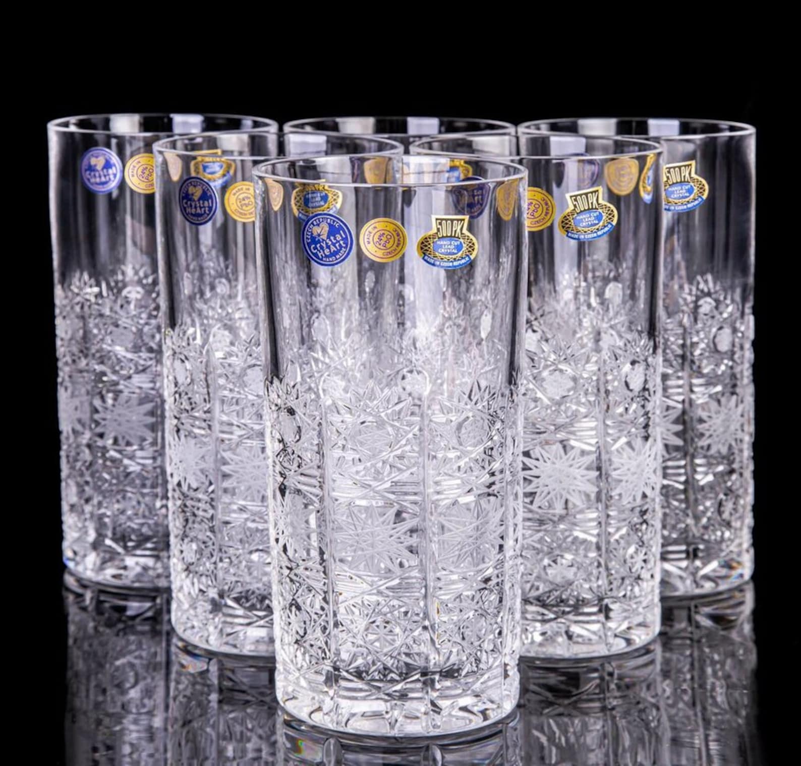 Bohemia Crystal Water Glasses 6pcs 350ml Etsy