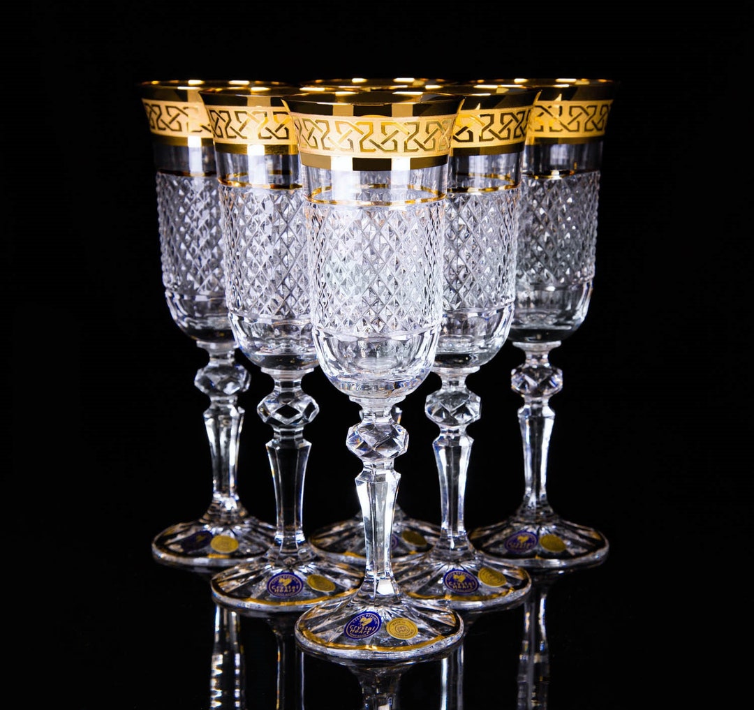 Daryt Bohemia Crystal Champagne Glasses 6pcs 150ml Etsy