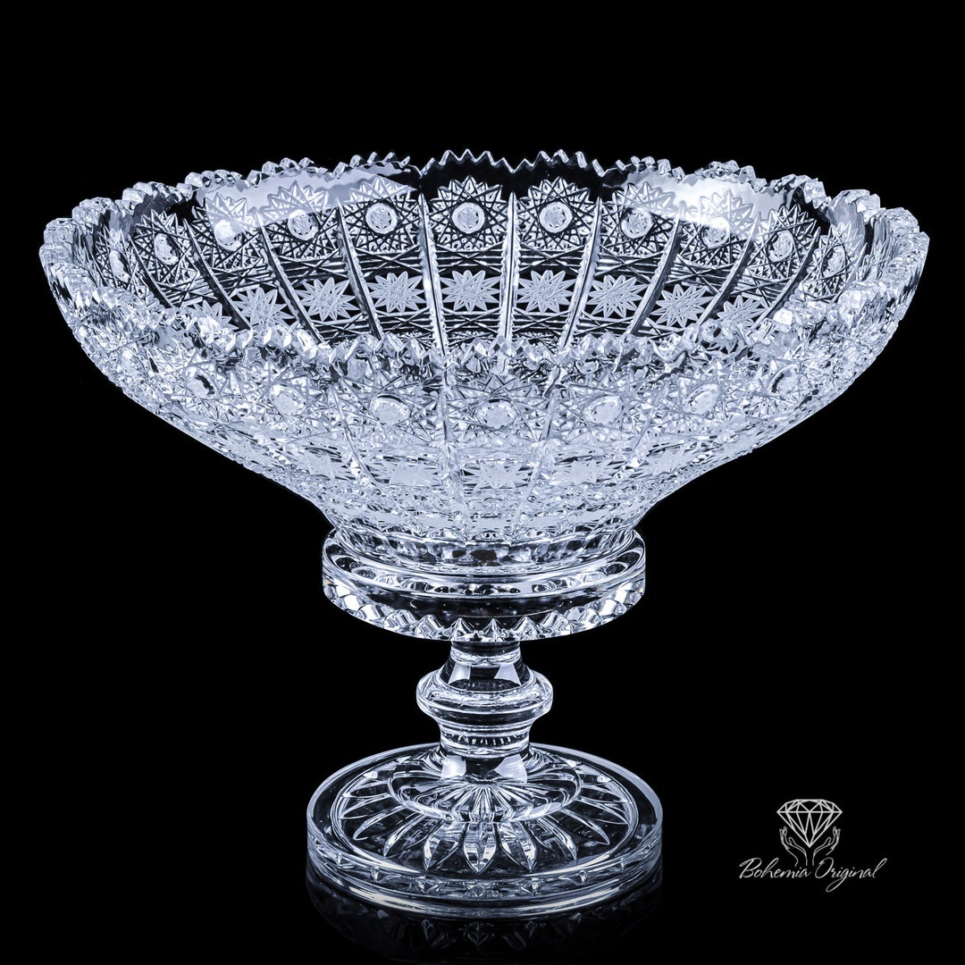 Traditional Handcut Crystal Bowl on Stand Etsy