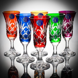 Multicolor Crystal Shot Glasses On Stand