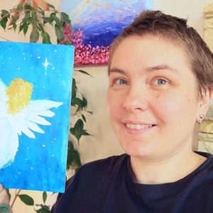 Ángel de la Guarda Pintura al óleo original Impasto Arte navideño Alas de ángel Regalo positivo Arte inspirador 8 por 6 en por Julia Datta