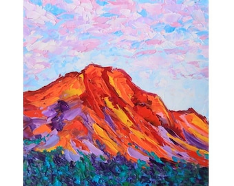 Arizona Painting Mountain Original Art Southwest Landscape Impasto