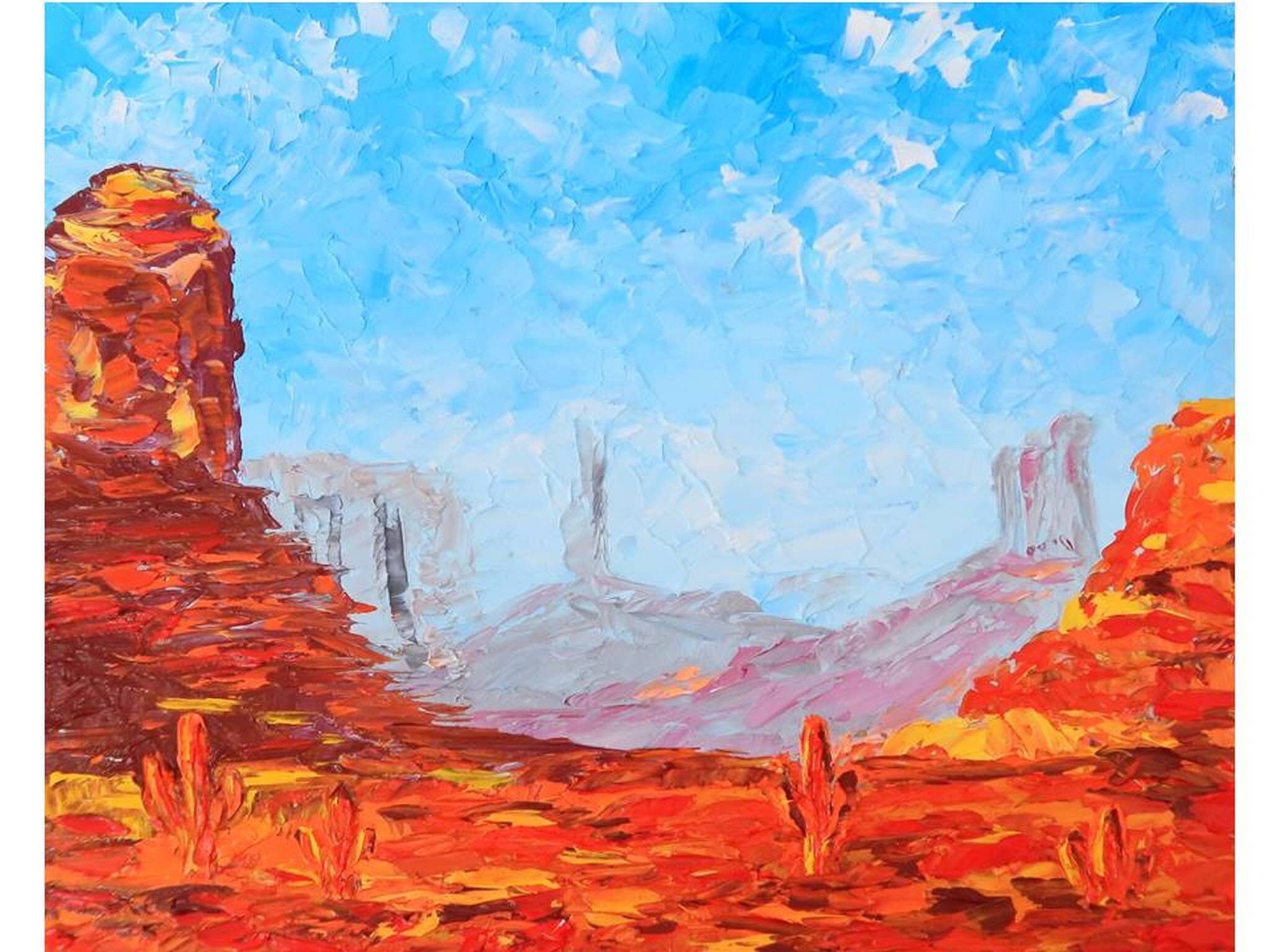 Arizona Painting Mountain Original Art Southwest Landscape Etsy