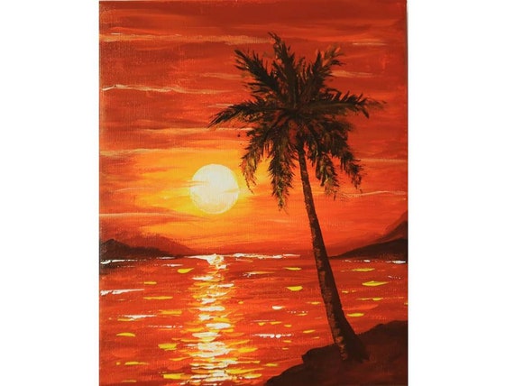 Sunset Acrylic Painting On Canvas Original Art Abstract Art Etsy