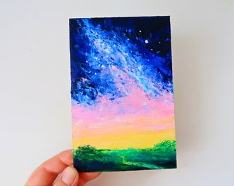 Milky Way Original Painting Galaxy Oil Painting Galaxy Wall Art Space Painting Night Sky Wall Art Stars Home Decor