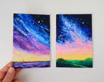 Milky Way Original Painting Galaxy Oil Painting Galaxy Wall Art Space Painting Night Sky Wall Art Stars Home Decor