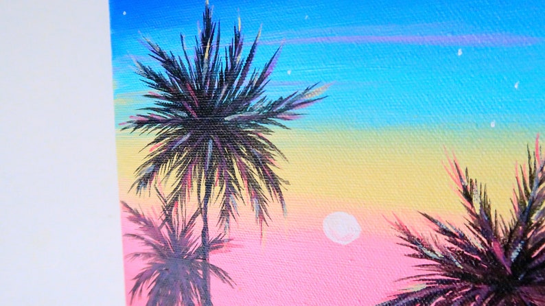 Sunset Palm Tree Acrylic Painting on Canvas Original Art Ocean Art ...
