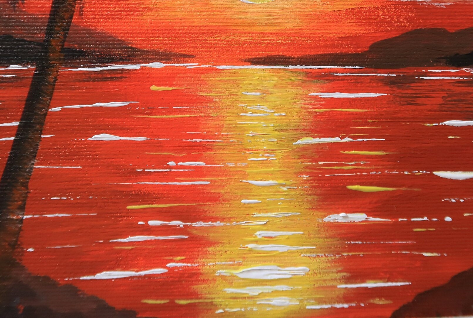 Sunset Acrylic Painting on Canvas Original Artwork Palm Tree Art Ocean ...