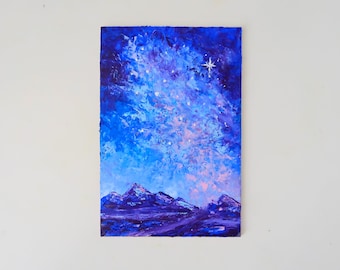 Milky Way Original Painting Galaxy Oil Painting Galaxy Wall Art Space Painting Night Sky Wall Art Stars Home Decor