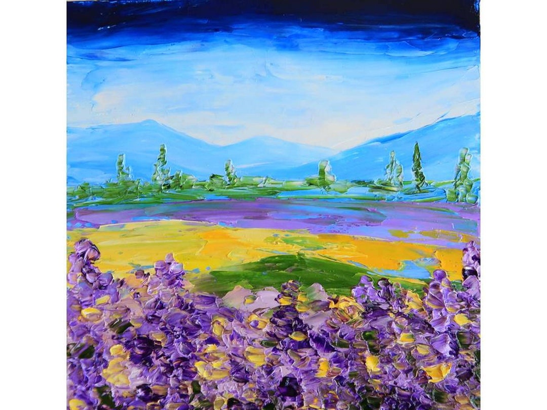 Tuscany Painting Lavender Art Italy Landscape Original Wall Art Impasto ...