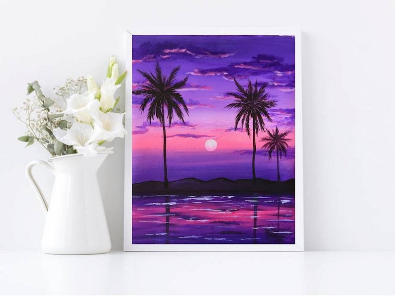 Hawaii Painting Seascape Original Art Palm Trees National Park Sunset ...