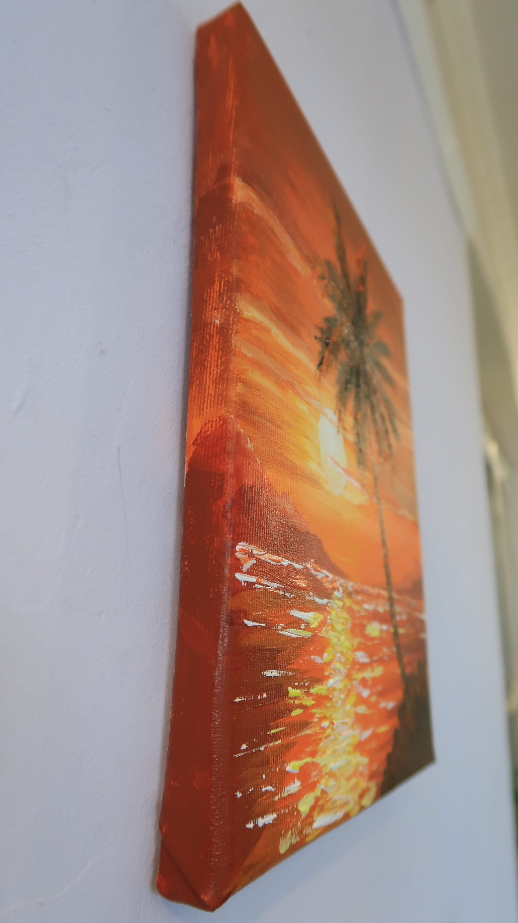 Sunset Acrylic Painting on Canvas Original Artwork Palm Tree Art Ocean ...