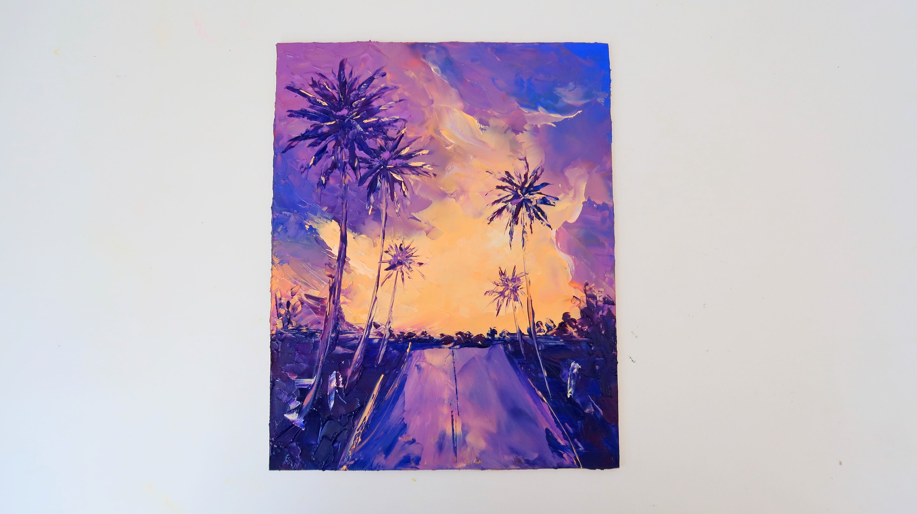 Sunset Painting on Canvas Original Art Abstract Art Ocean Art Modern ...
