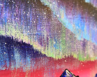 オーロラの絵画 オリジナルアートワーク オーロラ マジェスティック
