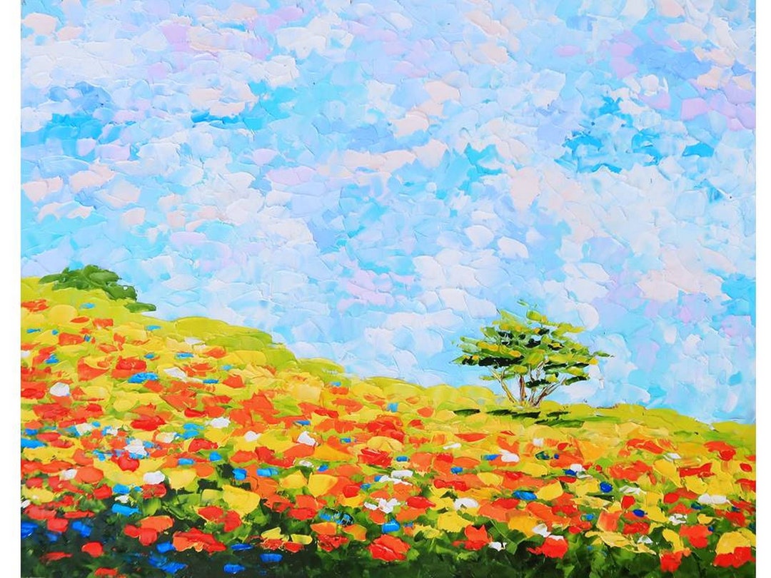 California Poppy Painting Floral Original Art Landscape Oil Painting ...