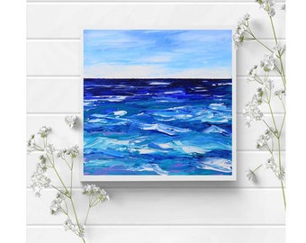 Beach Wall Instant Download Printable Art Digital file Ukrainian artist Seascape California Coastal Ocean Small Painting