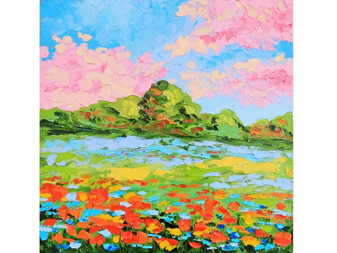 California Poppy Painting Floral Original Art Landscape Oil Painting ...
