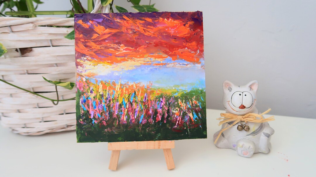 Meadow Painting Texas Oil Original Art Flower Wall Art Landscape Art ...