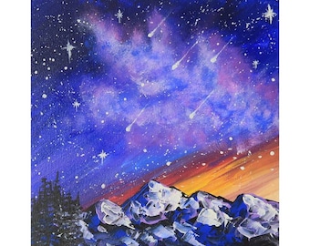 Milky Way Original Painting on Canvas Galaxy Acrylic Painting Galaxy Wall Art Space Painting Night Sky Wall Art Stars Home Decor