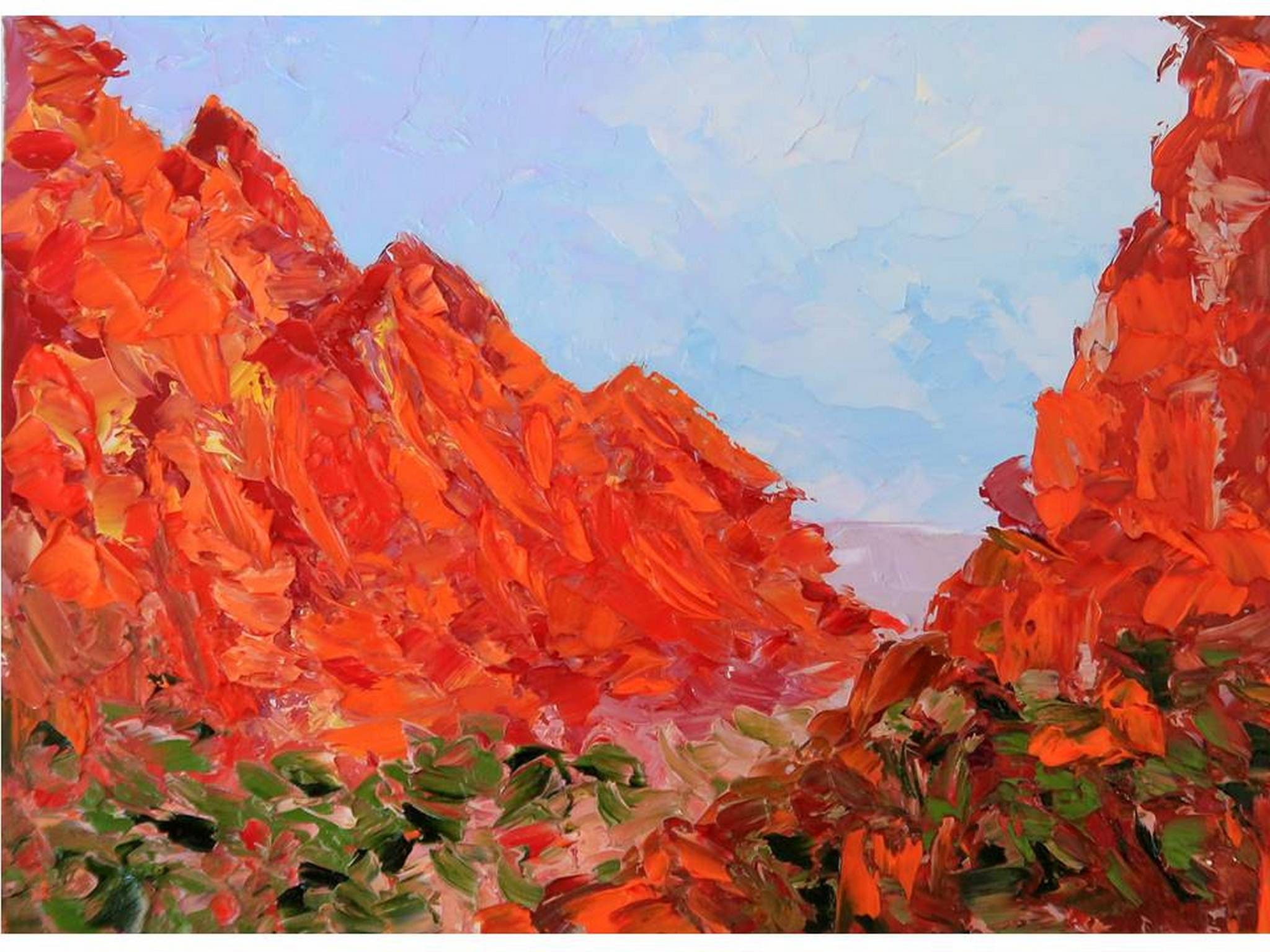 Arizona Painting Mountain Original Art Southwest Landscape Impasto