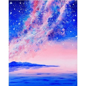 Milchstraße Originale Gemälde auf Leinwand Galaxie Acrylbilder Weltall Sterne Gemälde von Julia Datta