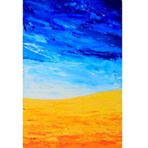 Digital file Ukrainian artist Ukrainian landscape Yellow and blue Sunflowers Painting Digital download JPG file Instant download
