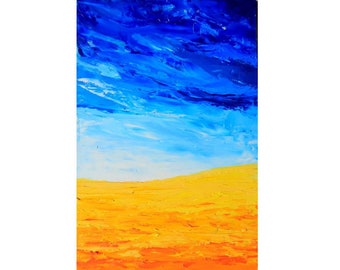 Digital file Ukrainian artist Ukrainian landscape Yellow and blue Sunflowers Painting Digital download JPG file Instant download