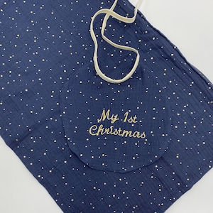 Baby Set bib + muslin towel First Christmas