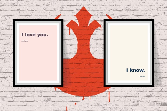 I Love You I Know Han Leia Double Print A3 Wall Art Etsy Singapore