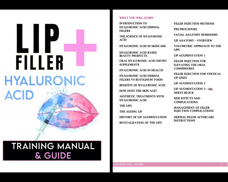 Lip Fillers Training Manual Hyaluronic Acid Aesthetics Etsy