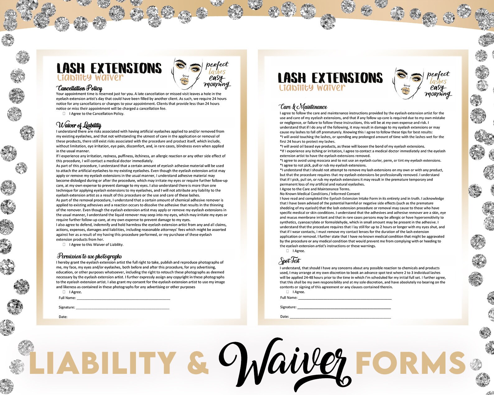Haftung Verzicht Wimpernverlängerungen Form Wimpern  Etsy Pertaining To salon cancellation policy template